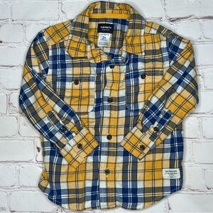 Toddler Blue & Yellow Plaid flannel Long Sleeve Button Down Collared shirt